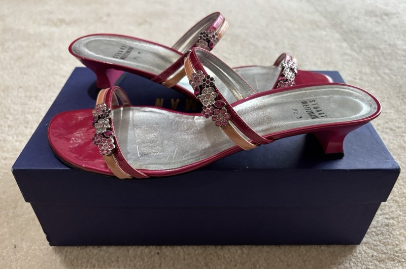 Last chance! Stuart Weitzman strappy kitten heels. Size 9.5 M. Original box.