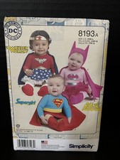 SIMPLICITY 8193 DC COMICS BABIES COSTUMES SEWING PATTERNS-UNCUT-NEW
