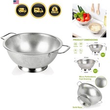 Colander Stainless Steel 3-Quart, Strainer Kitchen, Dishwasher Safe