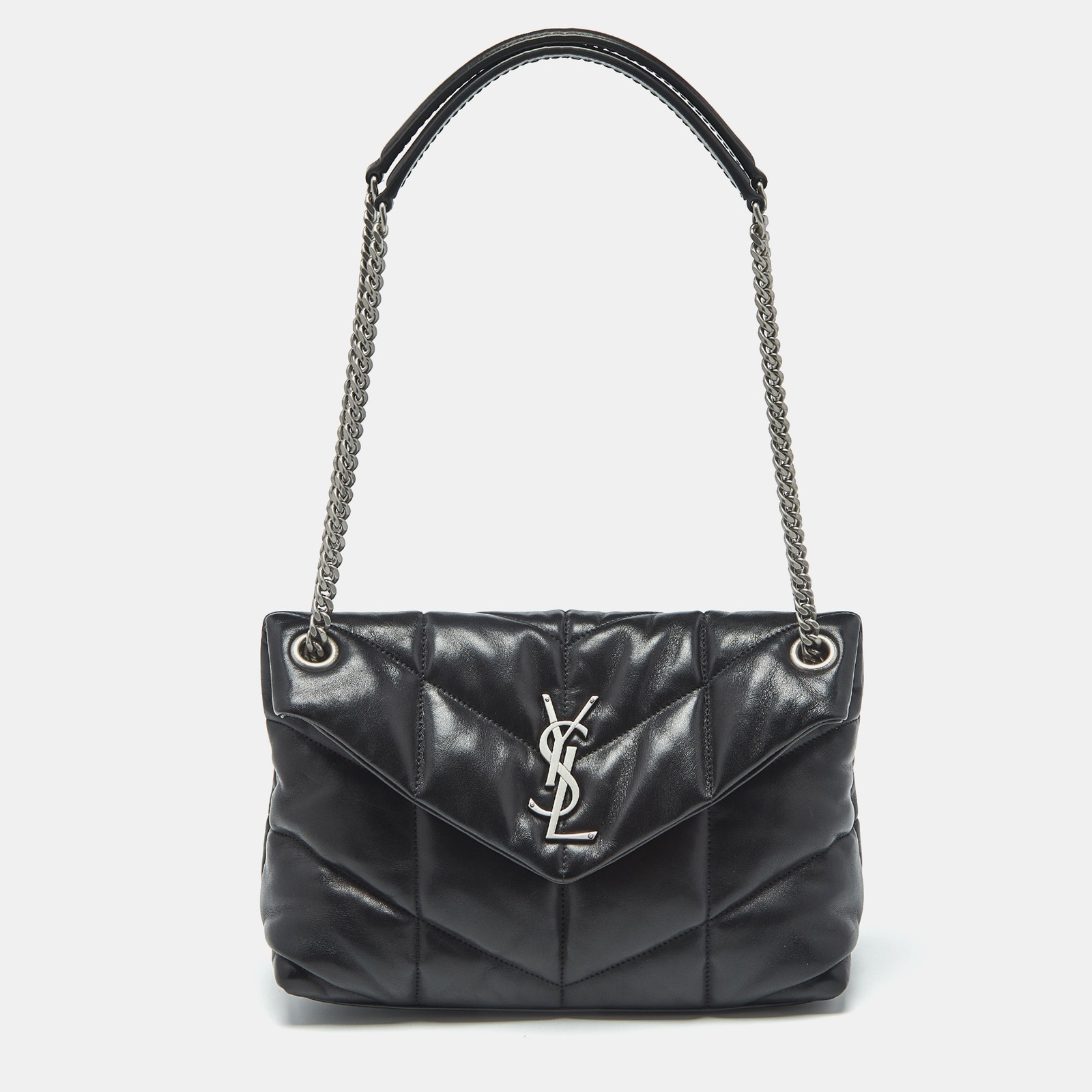 Saint Laurent Black Quilted Leather Small Loulou Puffer Bag