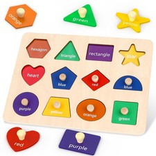 Jumlys Montessori Toys for Toddlers 1, 2, 3 Year Old, Wooden Shape Learning P...