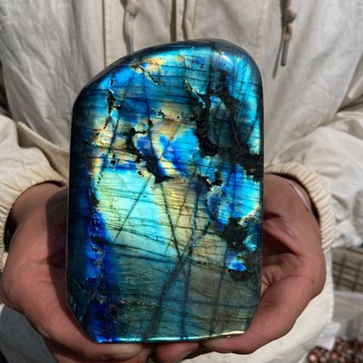 2lb Natural labradorite quartz crystal freeform polished specimen healing