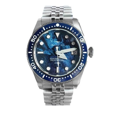 Dagger Axe Glacier Automatik Stahl Saphirblau Datum Taucher Herrenuhr