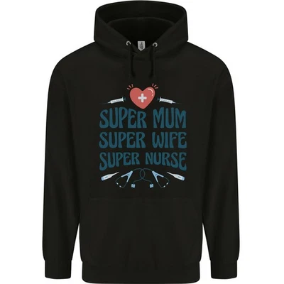 Super Maman Femme Infirmière Cadeau De Fête Des Mères Sweat À Capuche 80% Coton - Photo 1/4