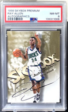 Ray Allen 1998-99 Skybox Premium Autographics SP On Card Auto PSA 8 Bucks HOF