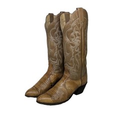 Tony Lama Women s Exotic Lizard Cowboy Boots Rodeo Tan Snip Toe USA 6 C 35356