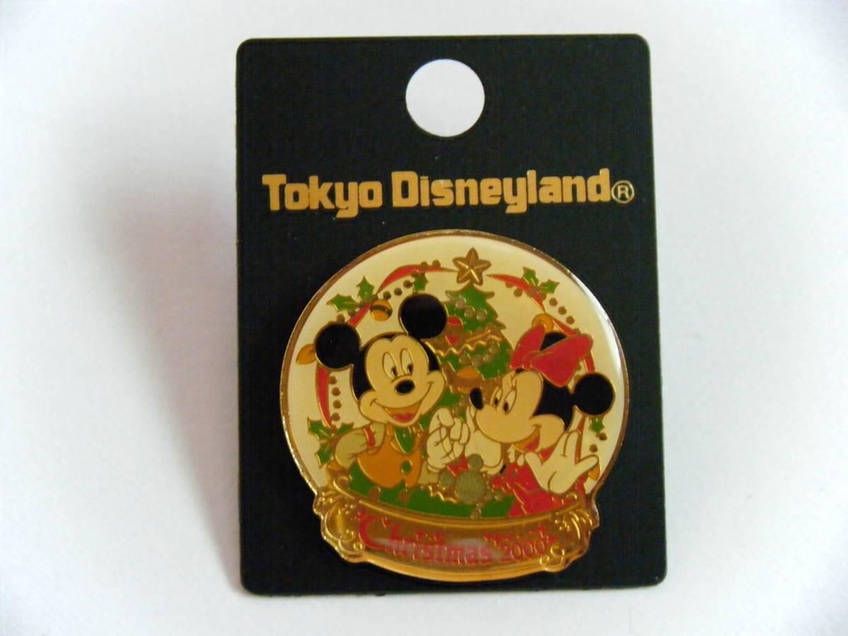 TDL Tokyo Disneyland 2000 Christmas Pin Badge Mickey & Minnie Pin Badge (Tokyo D