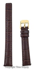 12 mm BROWN LEATHER WATCH BAND CROCO WITH SPRNG BARS