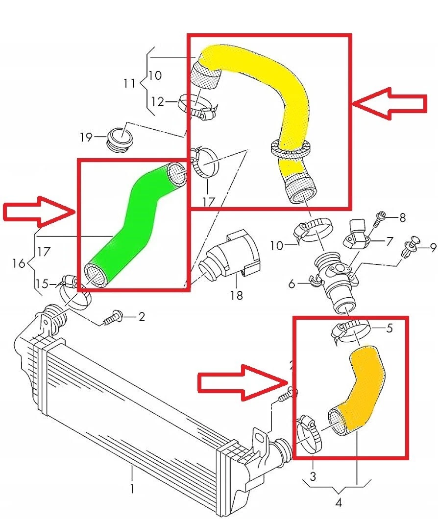 3x Druckschlauch Ladeluftschlauch für VWT5 MULTIVAN TRANSPORTER 2.0BiTDI - Bild 5 von 5