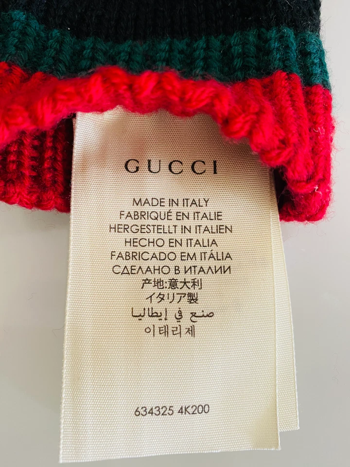 NUEVO CON ETIQUETAS Guantes Gucci 100% Lana Adolescente Talla L 160/70mm Hechos en Italia |Funciona para Adultos S Foto 4 de 4