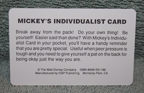 TARJETA INDIVIDUALISTA DE DISNEY MICKEY TARJETA DE PLÁSTICO - Imagen 2 de 2