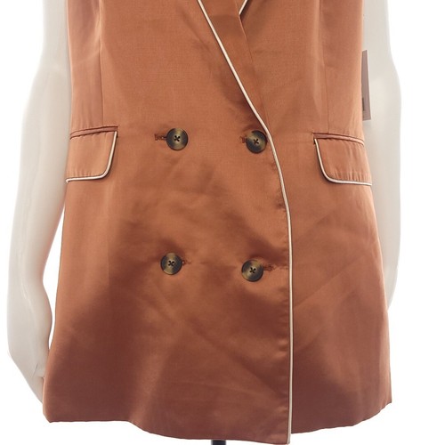Jason Wu Sleeveless Bronze Copper Satin Blazer Womens L - Picture 7 of 15