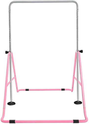 Junior Gymnastics Bar Kip Foldable Adjustable Bar Parallel Bar Pink Fitness - Picture 4 of 5