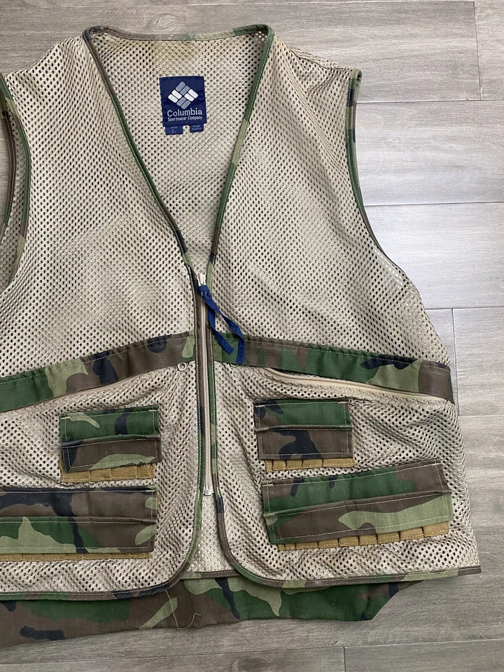 Columbia Sportswear Camuflaje Oliva Pesca Utilitario Chaleco Para Hombre Talla L Pesca De Colección Foto 3 de 4