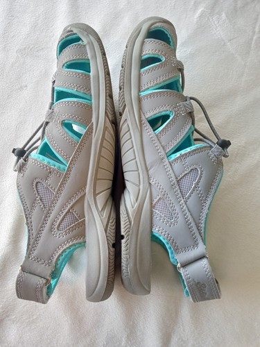 EDDIE BAUER Mary Womens 9 Gray And Turquoise Hiking Walking Sandals Shoes