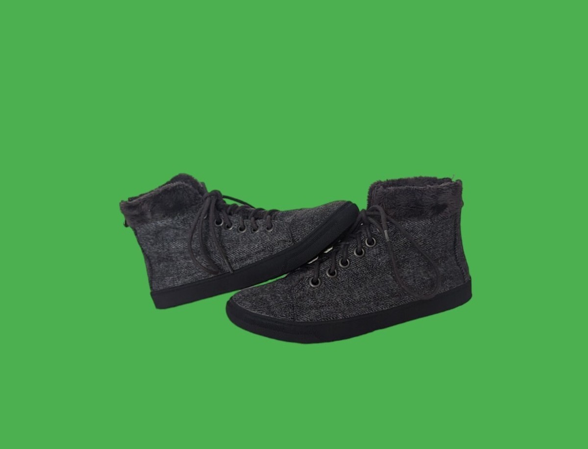 Blowfish Malibu Women's Faux Fur Black Gray High Top Sneakers Zip back Size 