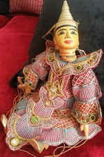 MARIONNETTE ancienne théatre Birmane à fil et bois 