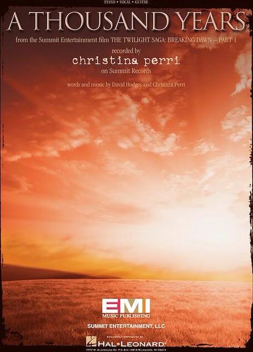 a Thousand Years Sheet Music Piano Vocal Christina Perri 000354270