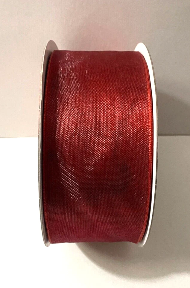 NEW Red Shimmer Ribbon 50 Yards Wire Edged Kirkland Signature 2.5" Wide No Seams - Image 3 of 4