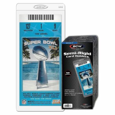 1 pack of 50 BCW 3  '' x 7'' Semi-Rigid #5 Event TIcket Holders