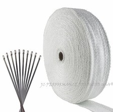 Fiberglass Exhaust Header Wrap 2 Wide 100 Ft White Kit W Stainless Ties Tape