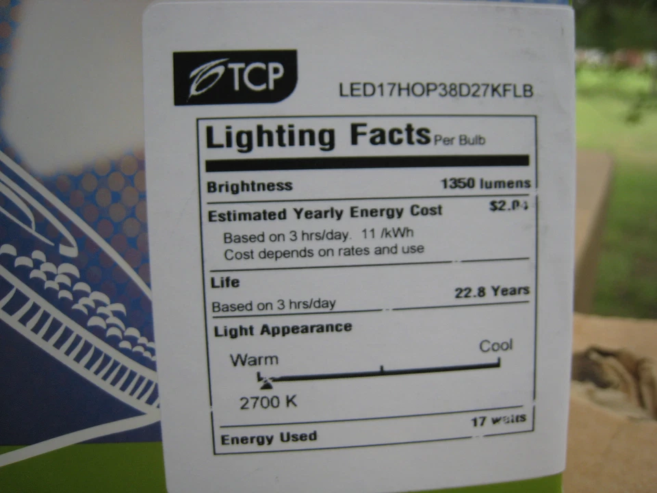 TCP Dimmable  LED17HOP38D27KFLB 17watt 2700K Warm 1350 Lumens FREE SHIP - Image 3 of 4