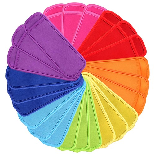 24 Pack Reusable Popsicle Bags Ice Pop Sleeves Antifreezing Sleeves 8 Colors - Picture 11 of 11