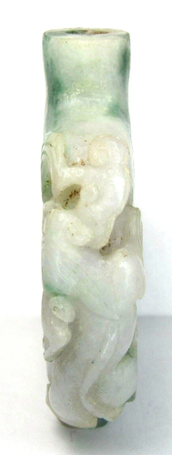 Chinese Carved DRAGON TENDRIL VINE JADE JADEITE Snuff Bottle ANTIQUE - Picture 16 of 24