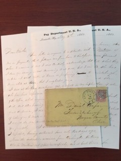 CIVIL WAR SOLDIER'S LETTER PAY DEPT U.S.A. LETTERHEAD AND STAMPED COVER 1865