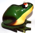 Wooden FROG BANK w. Eyes Wiggling on Spring Wire — photo 1