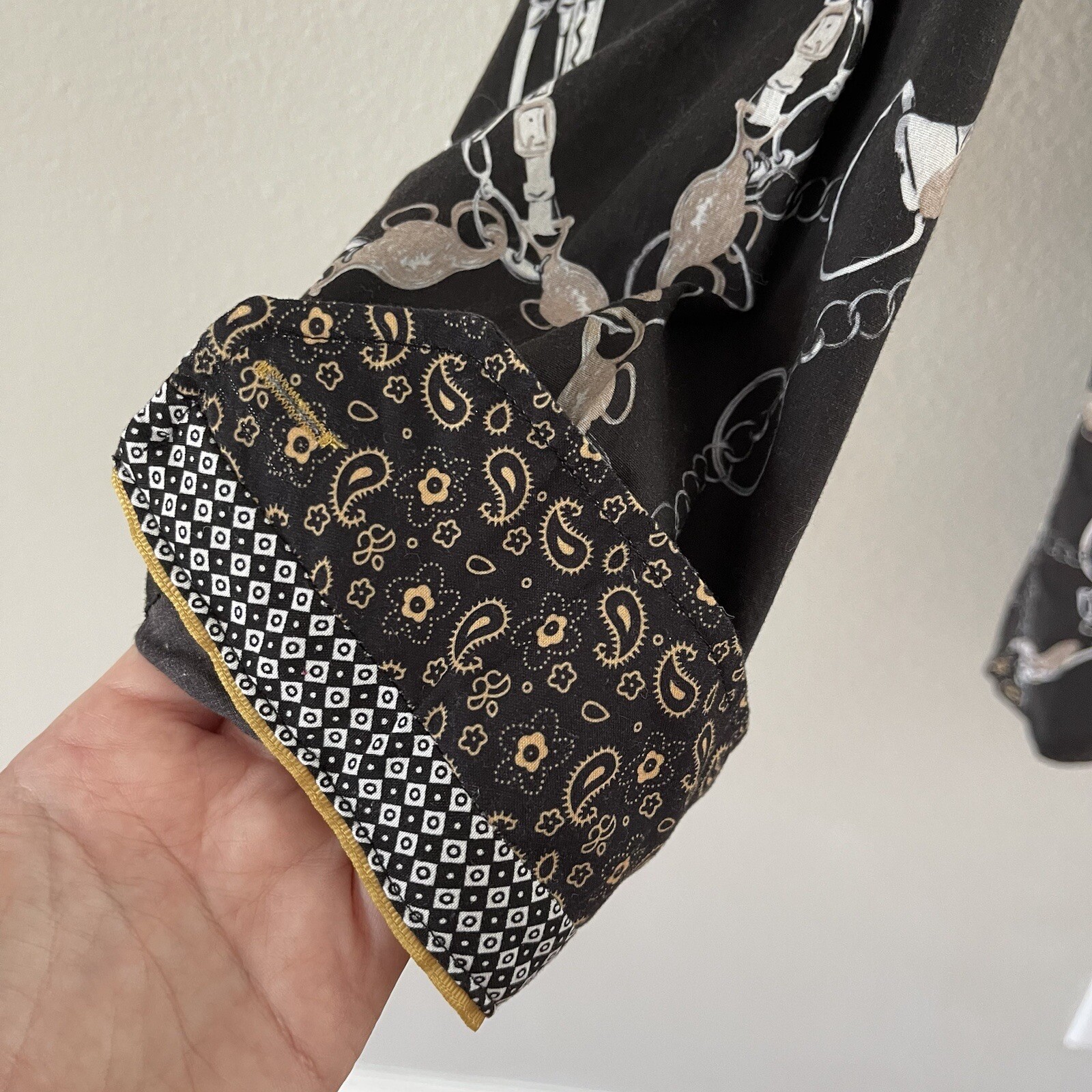 Ameri Mode Chains Brown Button Down Shirt Size XL - image 4