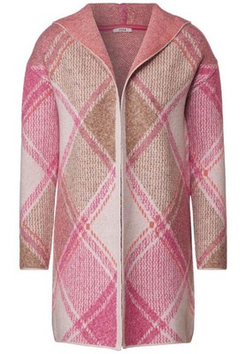 CECIL karierter Strickcardigan mit Kapuze Cosy Coral