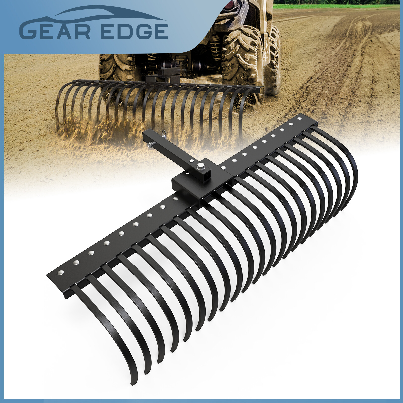21Pine Straw Rake Attachment for Lawn Tractors, ATVs, and UTVs W/2