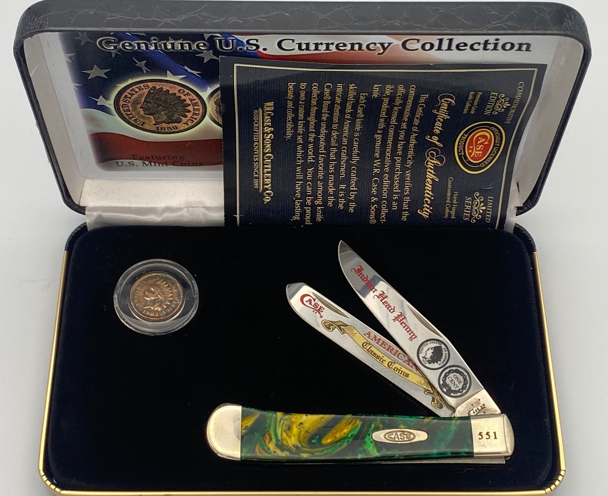 Case xx Trapper Knife Indian Head Penny Cat's Eye Corelon 551 of