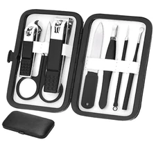 Manicure Set Professional Grooming Kits, Nail Clippers Pedicure Black and White