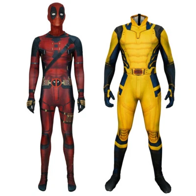Halloween Costume Adults Kids Deadpool 3 Wolverine Cosplay Mens Boys Jumpsuit