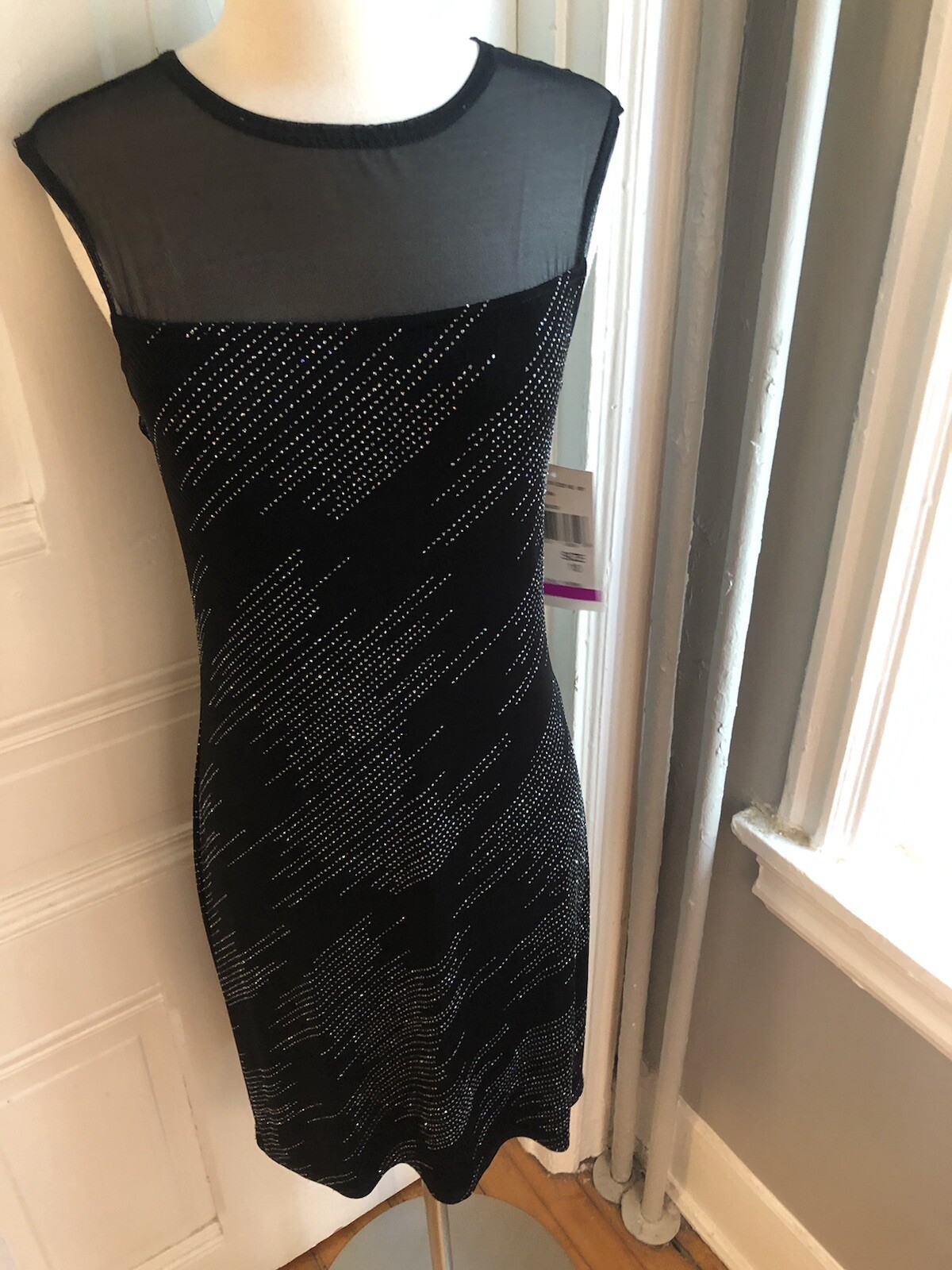 ONXY NITE BY WENDYE CHAITIN BLACK SPARKLE BEADED SHEATH DRESS-SIZE10-NWT-CLASSY!