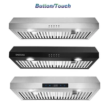 30 inch Kitchen Under Cabinet Range Hood 600CFM Cook Vent Black/Sliver LEDs New