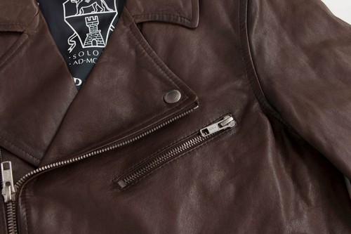 NWT Brunello Cucinelli Kids 100% Leather Moto Jacket W/Logo Hardware Size10 A228 - Picture 3 of 14
