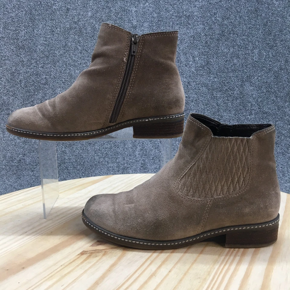 Женские удобные ботинки Gabor 3,5-сторонние ZIp ботильоны 520998 коричневые замшевые миндаль - Изображение 2 из 4