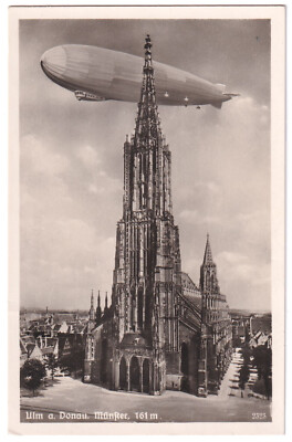 AK, Zeppelin Ulm, Ulmer Münster, Echtfotokarte