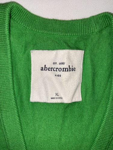 Abercrombie Kids Sweater Cardigan Girls XL Kelly Green Comfort Youth Blue Moose - Picture 6 of 12