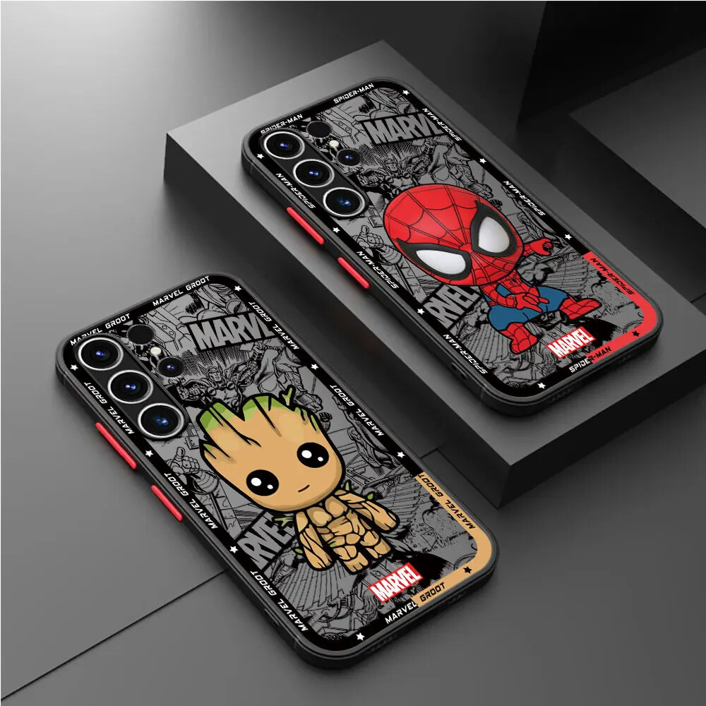 Case for Samsung S24 Ultra plus galaxy Cartoon Marvel Groot Spiderman Luxury