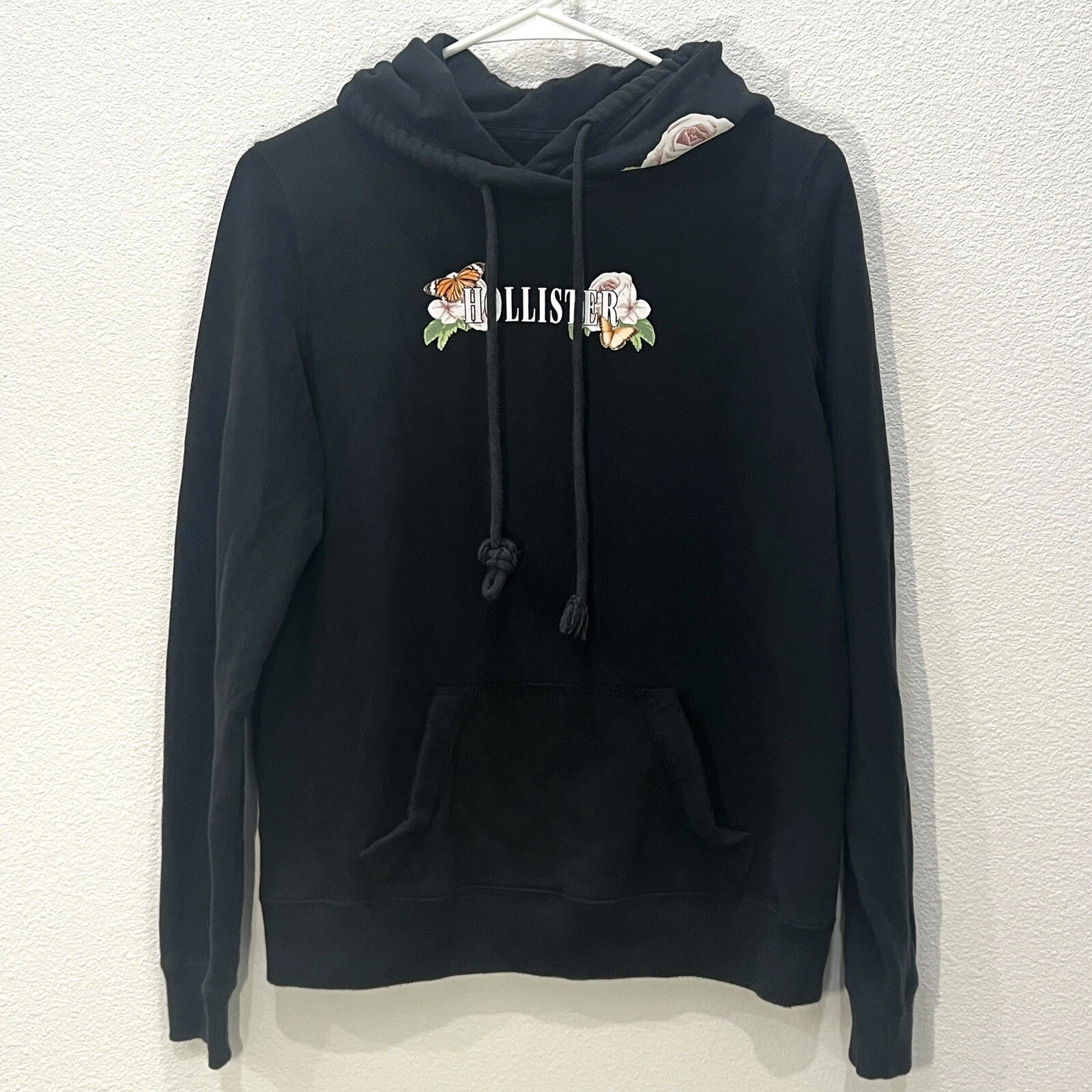 Hollister Womens Hoodie Black Fairy Grunge Cozy Preppy Goth Size Small
