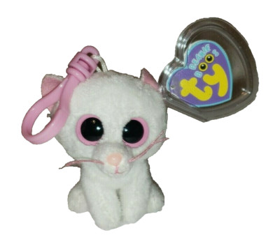 Ty Beanie Boos CASHMERE Cat KEY CLIP UK Version 3'' NEW MWMTs Plush Stuffed Toy