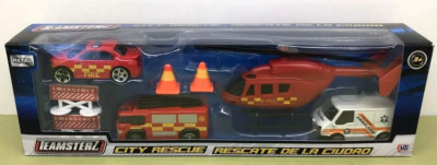 TEAMSTERZ CITY RESCUE FIRE AMBULANCE PLAYSET RED 1:64 - MINT BOXED (001)
