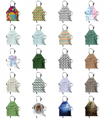 Ambesonne Jungle Apron Unisex Kitchen Bib with Adjustable Neck Cooking Baking
