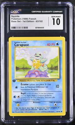 Carapuce (Squirtle) 63/102 ~ 1st Edition Base Set (French) ~ CGC