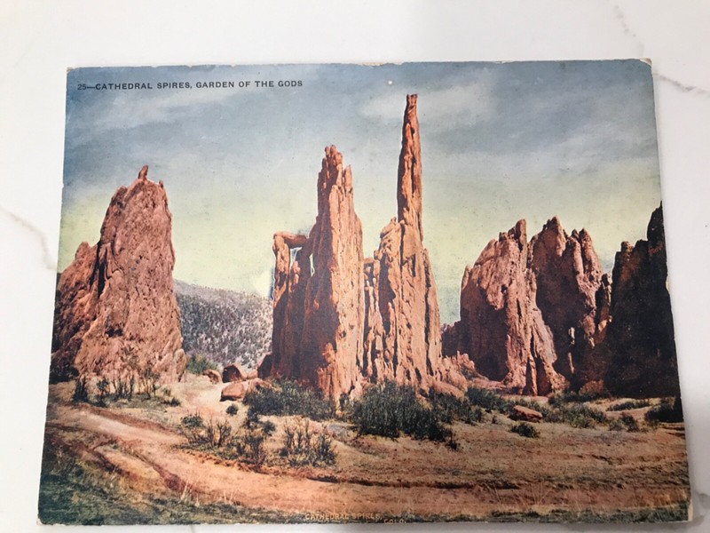 Antique Giant Postcard - 25–Cathedral Spires, Garden of the Gods - free postage