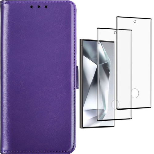 For Samsung Galaxy S24 Ultra Case Shockproof Leather Wallet Cover Tempered Glass - Picture 20 of 25